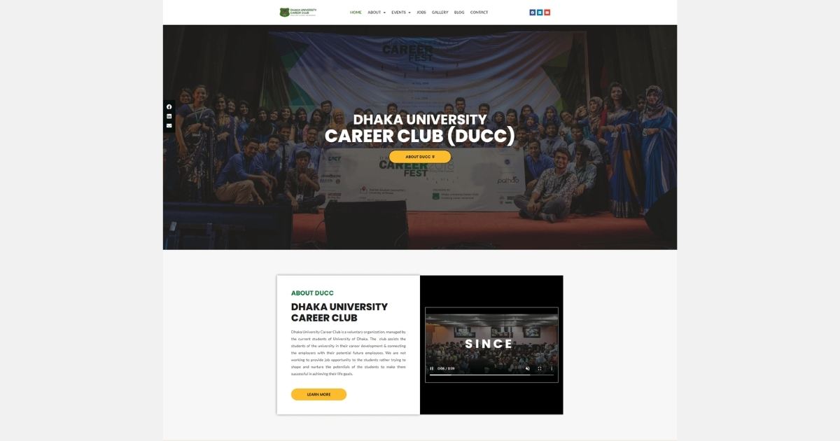 DU Career Club Website Homepage