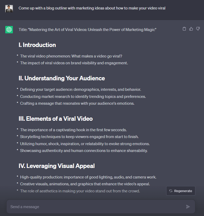 Making a blog Outline using ChatGPT